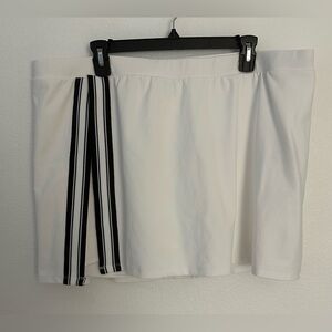 White Athletic Skort with Black Stripes